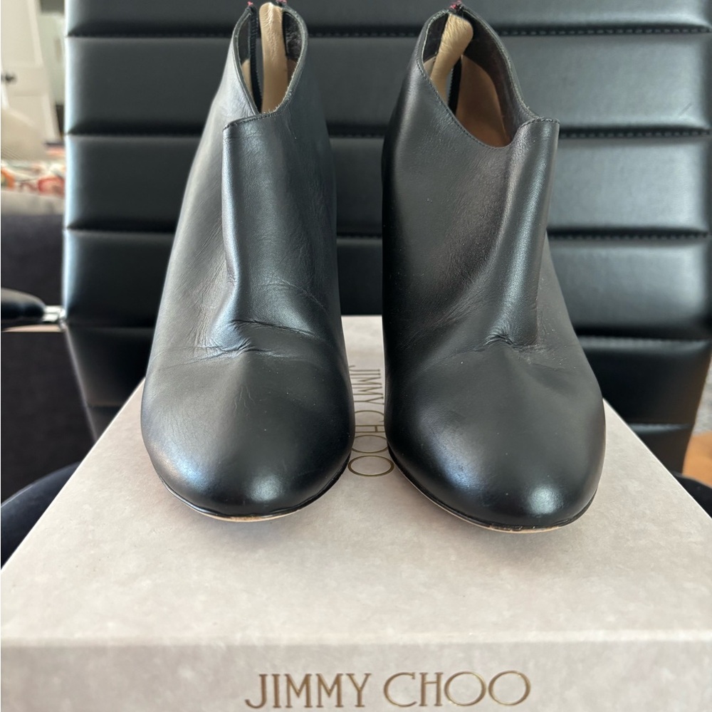 Jimmy Choo Sleek Black Leather Booties